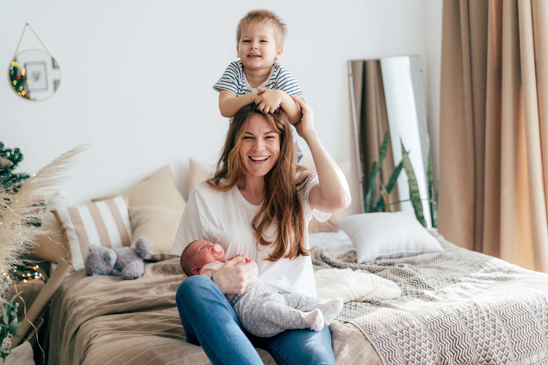 Mother celebrating with her children on Mother's Day